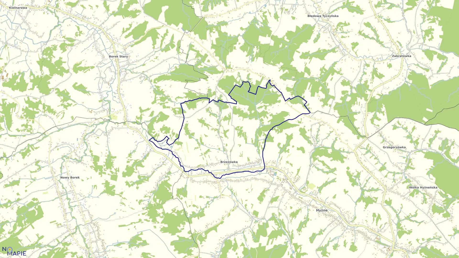 Mapa obrębu Brzezówka w gminie Hyżne